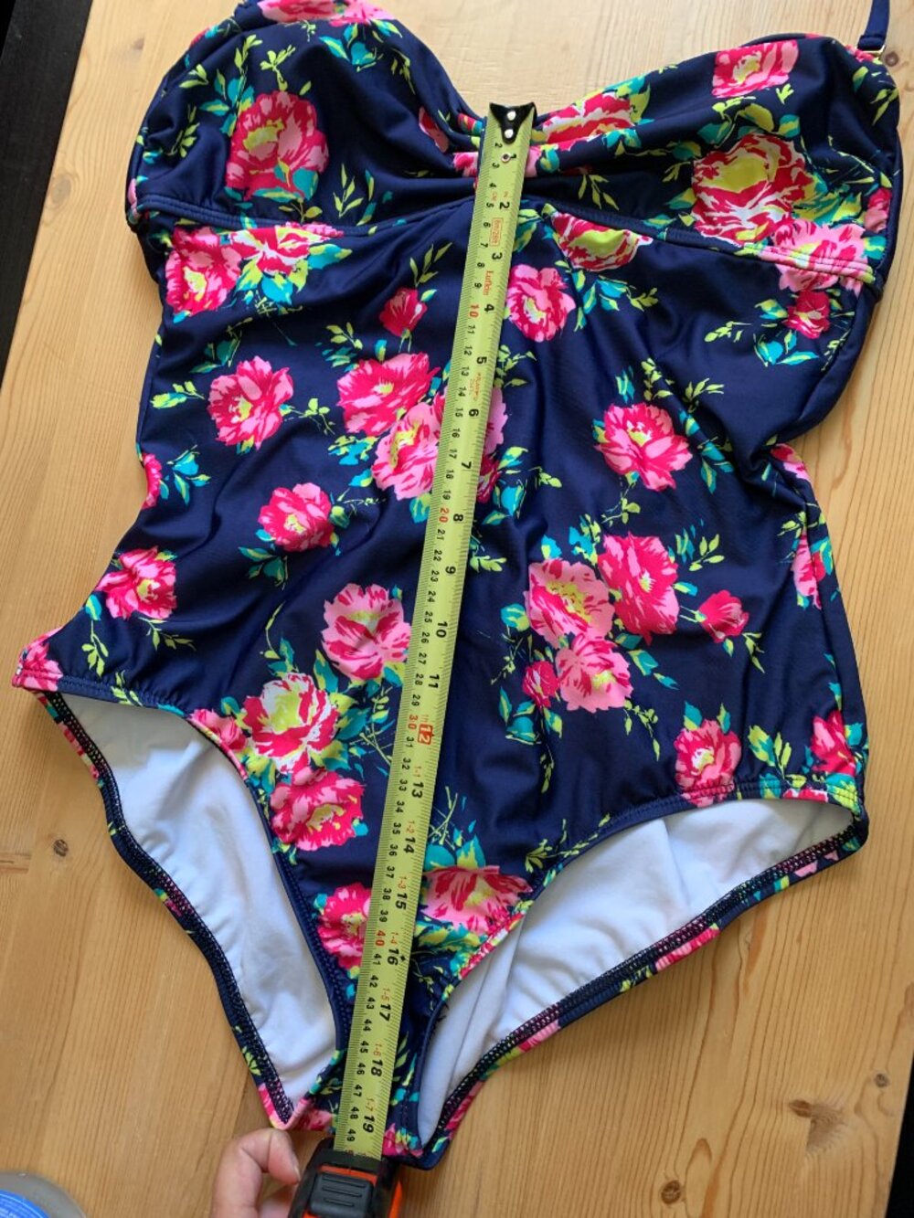 Splendid Swim One Piece Swimsuit Size L Navy Floral Bow Front Open Back Peony - Picture 9 of 12